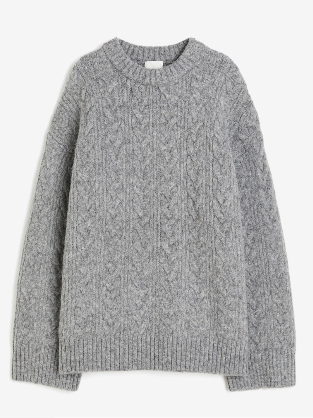H&M Light Grey Cable-Knit Crewneck Sweater